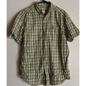 Columbia Sportswear Men's Medium Shirt Up Plaid Blue Green Short Sleeve